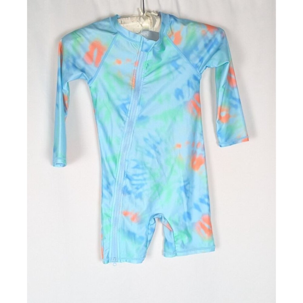 Jumping Beans Surf Suit 5T Boy's Blue Tie Dye Long Sleeve Zipper Front Swimsuit